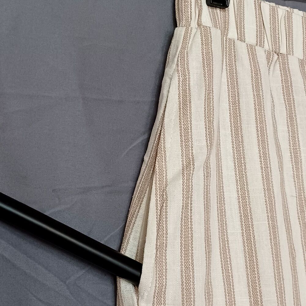 May Design Women’s M Khaki/Cream Striped WideLeg Pull‑On Pants Pockets Lined NWT - Picture 9 of 13
